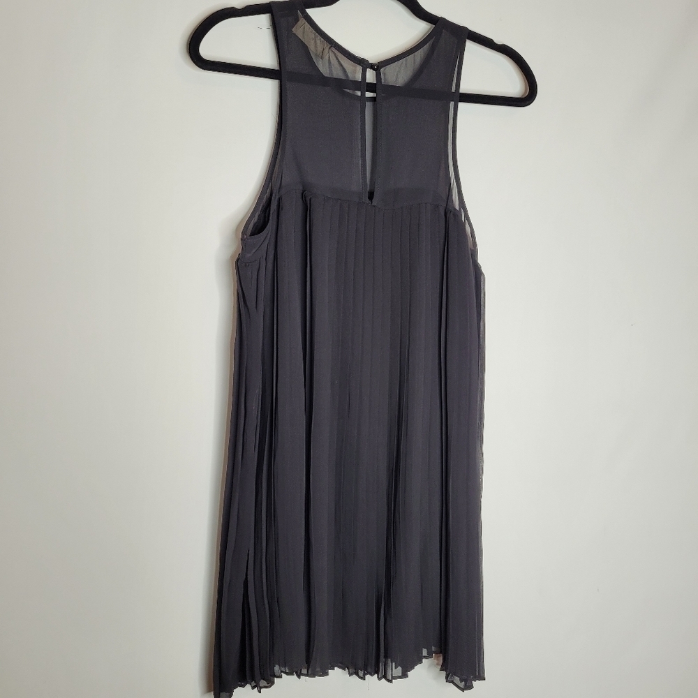 Everly Black Pleated Mesh Upper Sleeves Dress - Picture 12 of 13